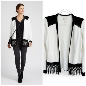 Chico’s Alma Lace Cardigan Fringe Open Frint Size 0